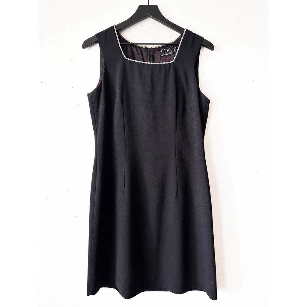 Vintage CDC Evening Rhinestone Trim Little Black Dress Size 10